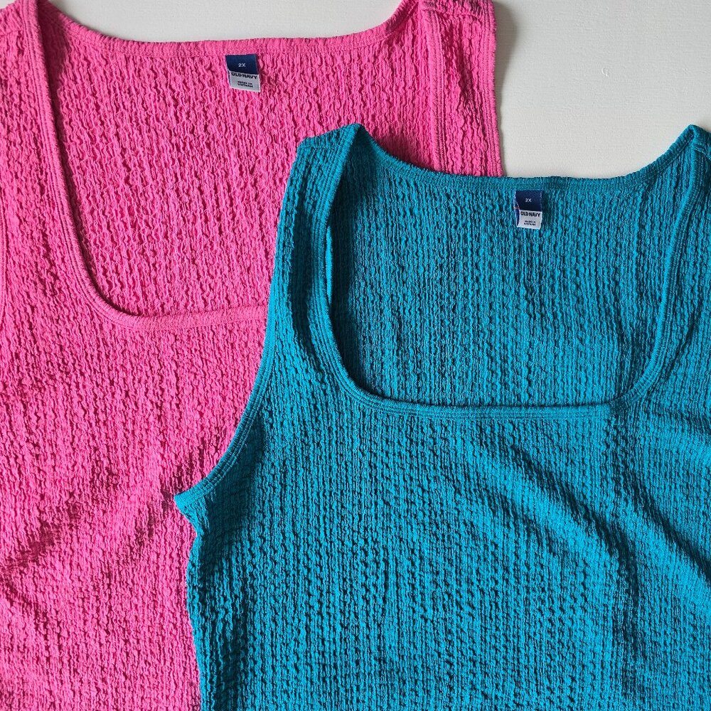 NWT Two Textured Tanks, Square Neck 2X, Old Navy
